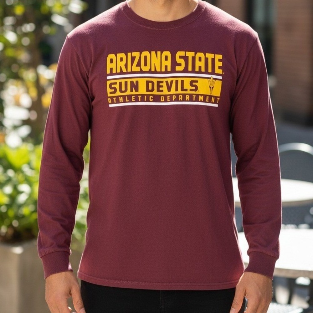 Russell Athletic Arizona State Sun Devils Long Sleeve T Shirt Maroon Men's L